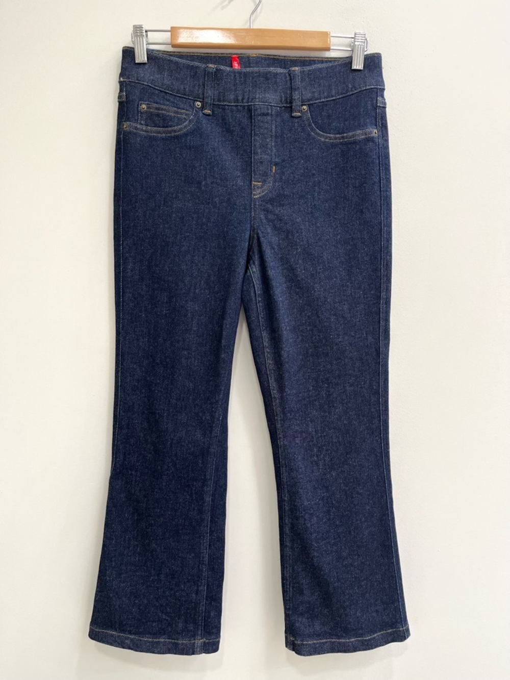 Spanx Womens EveryWear Pull On High Rise Cropped Kick Flare Jeans Raw Indigo M